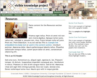 Visible Knowledge Project sub page